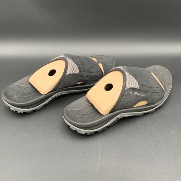 Merrell Slide Mens Sandals Huntington LTR Size 10 M Black Suede Mesh Slip-On - Picture 6 of 7